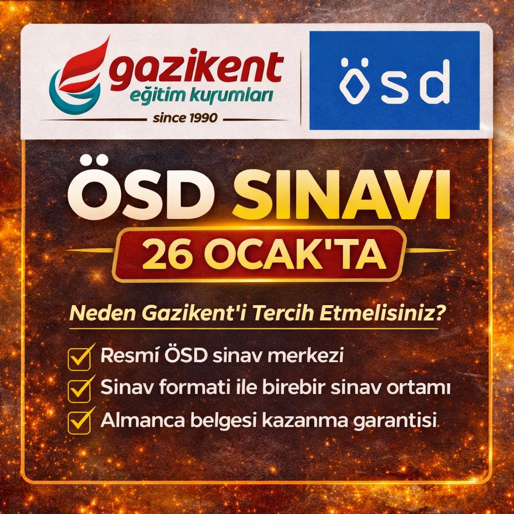 Gaziantep ÖSD Sınavı 26 Ocak[ÖSD] Gazikent Eğitim Kurumları