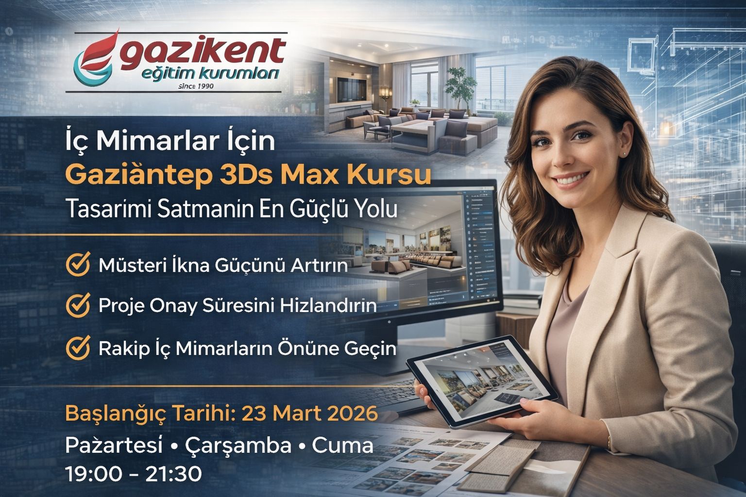 İç Mimarlar İçin Gaziantep 3Ds Max Kursu: Tasarımı Satmanın En Güçlü Yolu