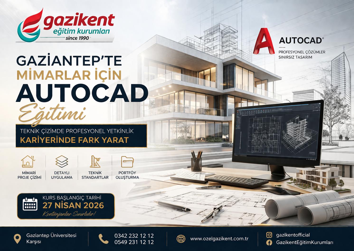 Gaziantep’te Mimarlar İçin AutoCAD Eğitimi: Profesyonel Çizimde Yeni Standart